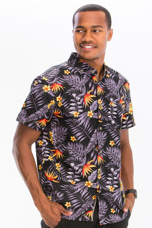 Men's Print Hawaiian Button-Down Shirt