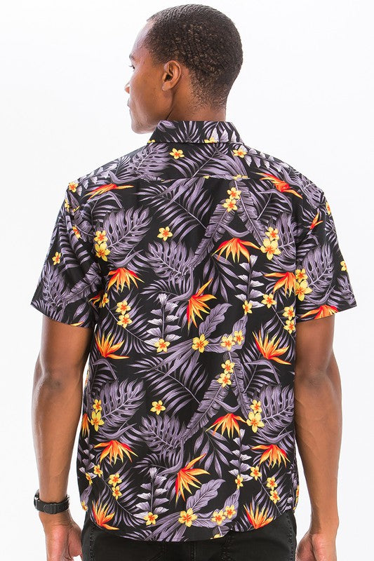 Men's Print Hawaiian Button-Down Shirt