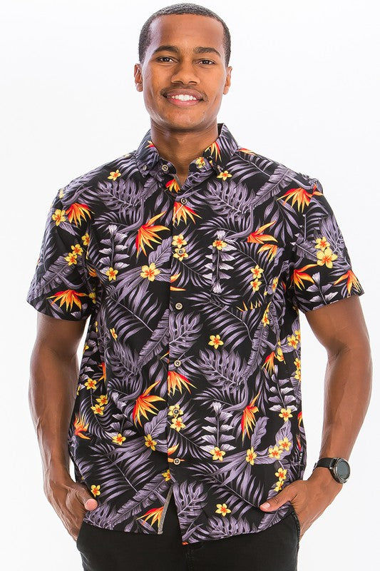 Men's Print Hawaiian Button-Down Shirt