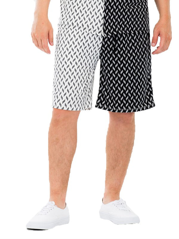 Men's Diamond Two Tone Print Shorts - Sizes Up To 2XL