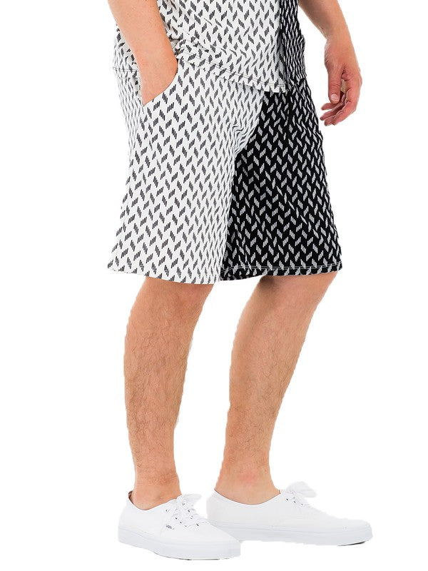 Men's Diamond Two Tone Print Shorts - Sizes Up To 2XL