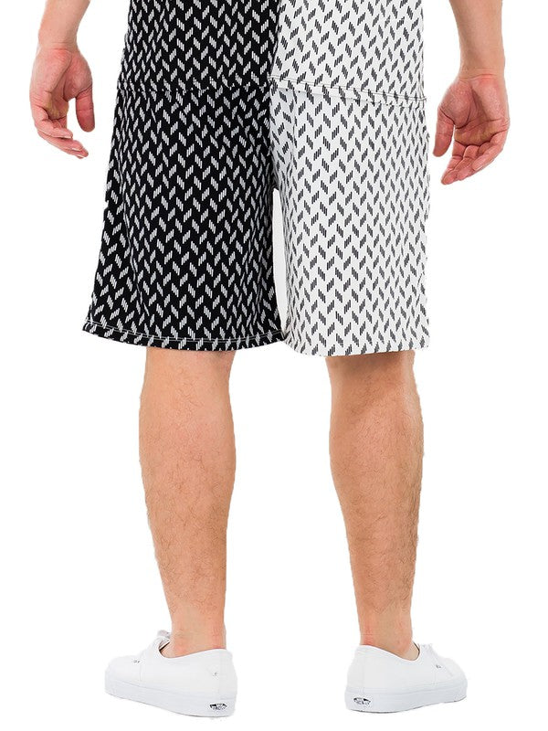 Men's Diamond Two Tone Print Shorts - Sizes Up To 2XL