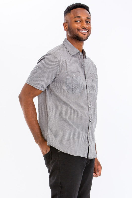 Men's Short Sleeve Button-Down Shirt - 3 Color Options - Up To 2XL