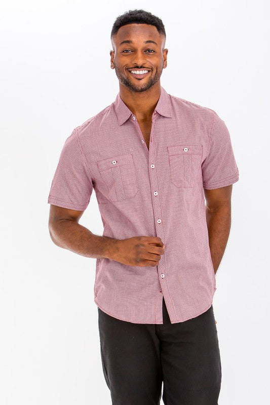 Men's Short Sleeve Button-Down Shirt - 3 Color Options - Up To 2XL