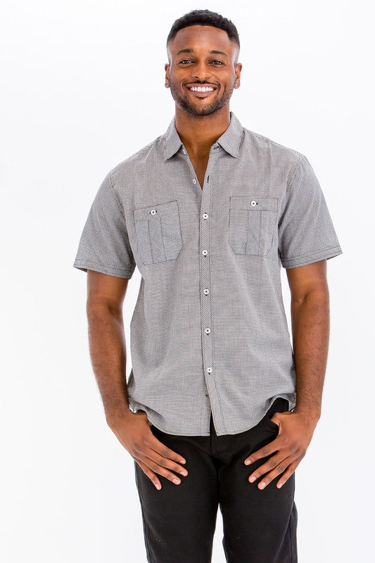 Men's Short Sleeve Button-Down Shirt - 3 Color Options - Up To 2XL