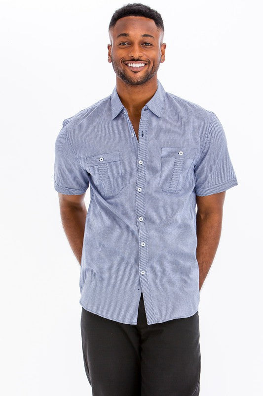 Men's Short Sleeve Button-Down Shirt - 3 Color Options - Up To 2XL