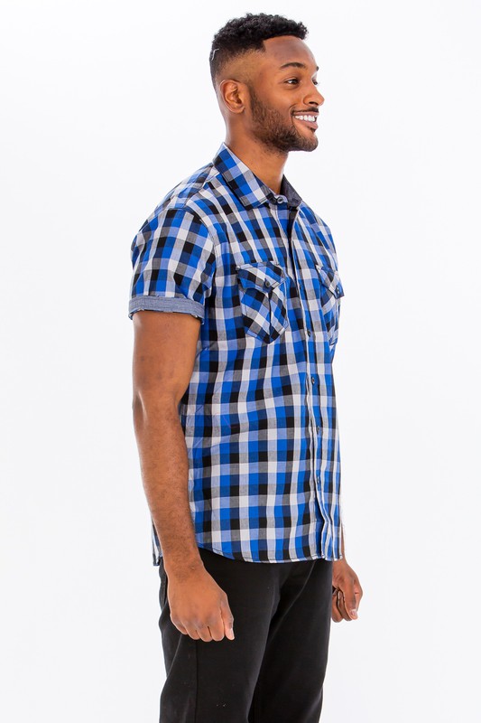 Men's Checkered Button-Down Shirt - 2 Color Options - Up To 3XL