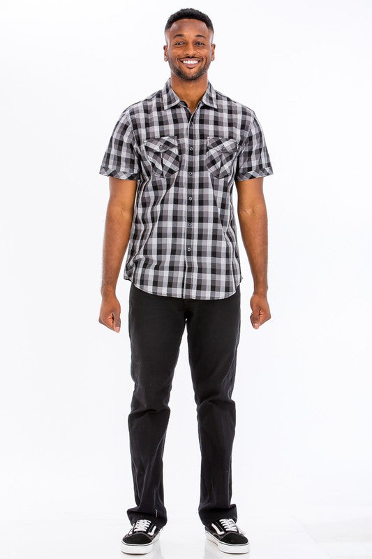 Men's Checkered Button-Down Shirt - 2 Color Options - Up To 3XL