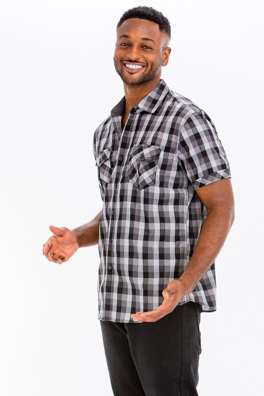 Men's Checkered Button-Down Shirt - 2 Color Options - Up To 3XL