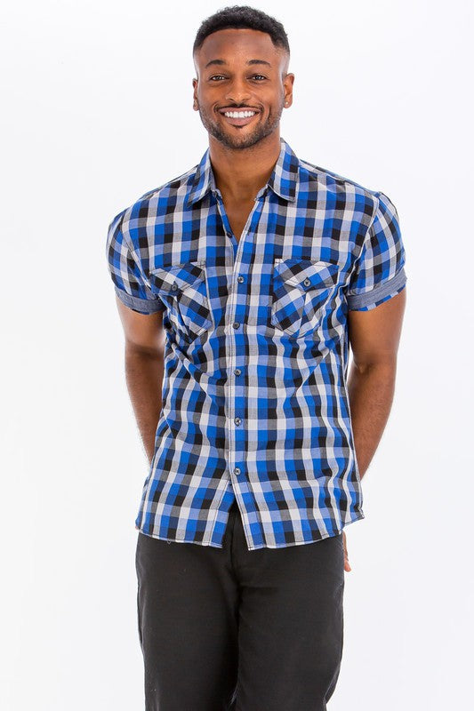 Men's Checkered Button-Down Shirt - 2 Color Options - Up To 3XL