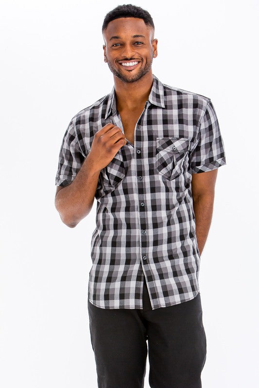 Men's Checkered Button-Down Shirt - 2 Color Options - Up To 3XL