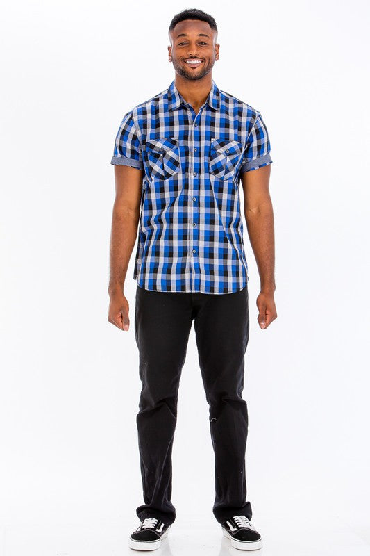 Men's Checkered Button-Down Shirt - 2 Color Options - Up To 3XL