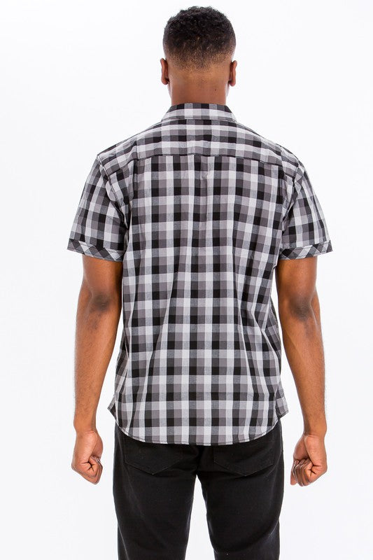 Men's Checkered Button-Down Shirt - 2 Color Options - Up To 3XL