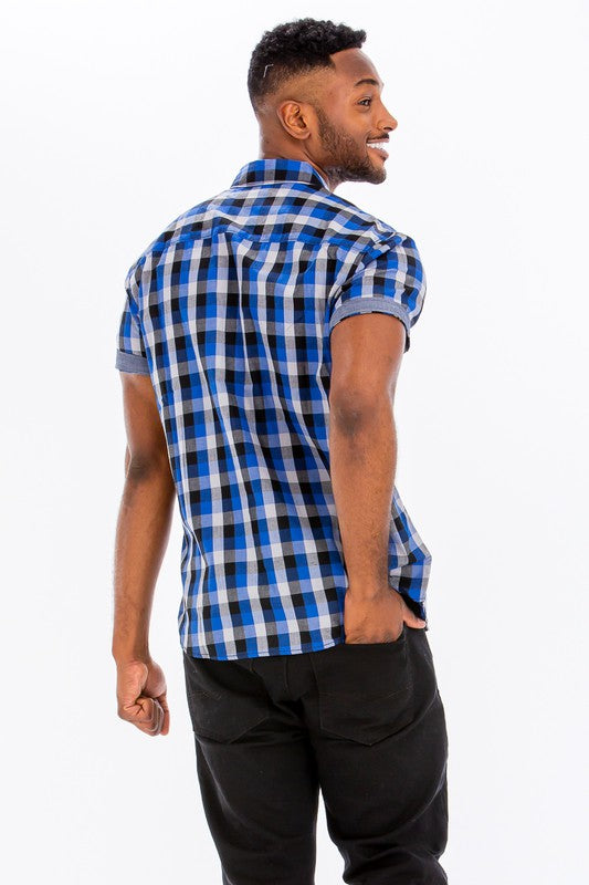 Men's Checkered Button-Down Shirt - 2 Color Options - Up To 3XL