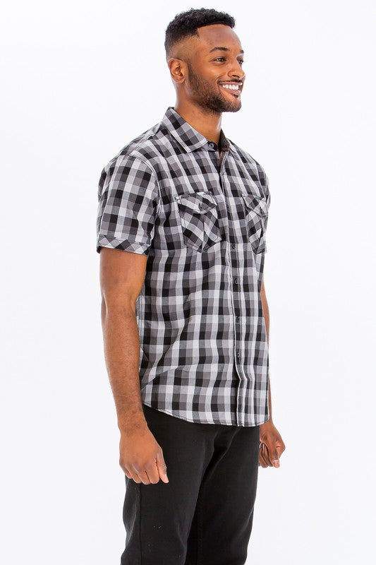 Men's Checkered Button-Down Shirt - 2 Color Options - Up To 3XL