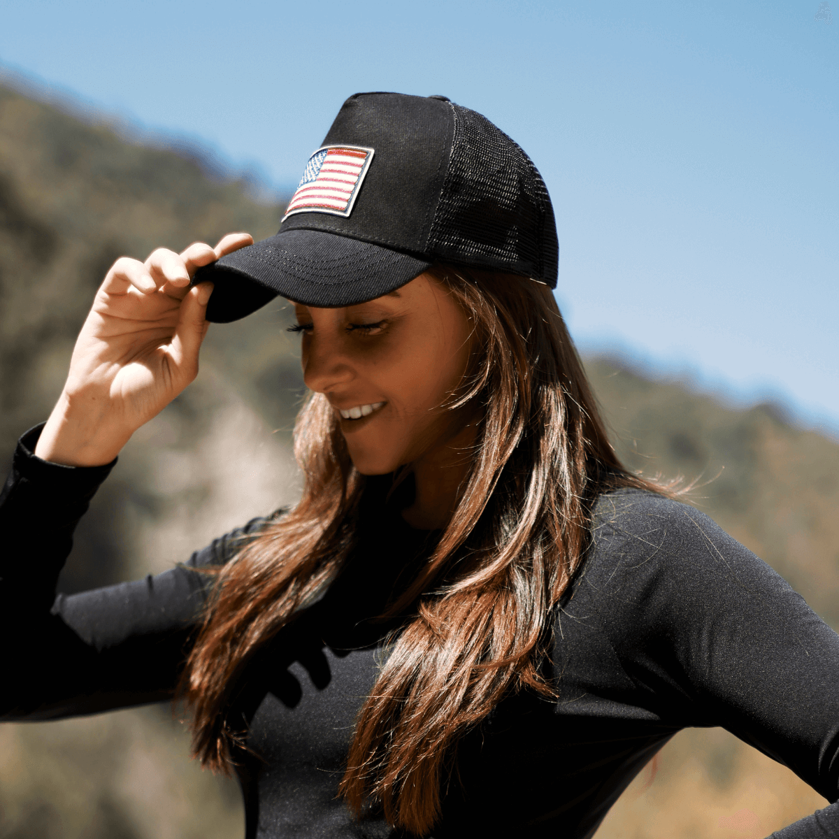 American Flag Trucker Hat/Baseball Cap with Adjustable Strap - 6 Color Options