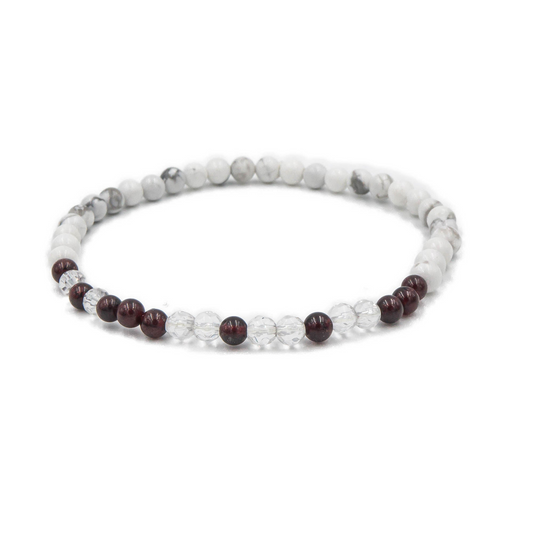 Handmade ALWAYS Morse Code Bracelet In Garnet & Howlite Stones