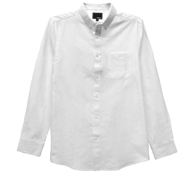 Mens White Long Sleeve Button Down Shirt - 9 Color Options Up To 3XL