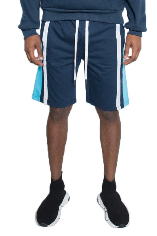 Men's Color Block Stripe Sweat Shorts - 5 Color Options - Up To 3XL