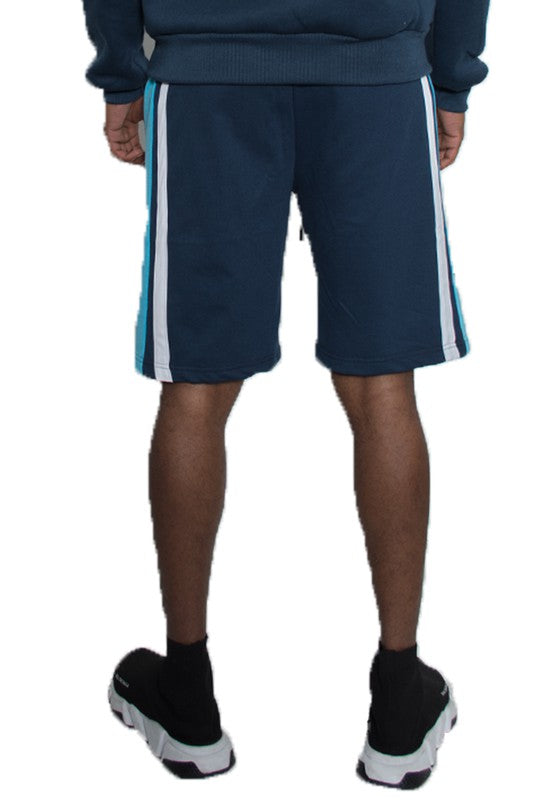 Men's Color Block Stripe Sweat Shorts - 5 Color Options - Up To 3XL