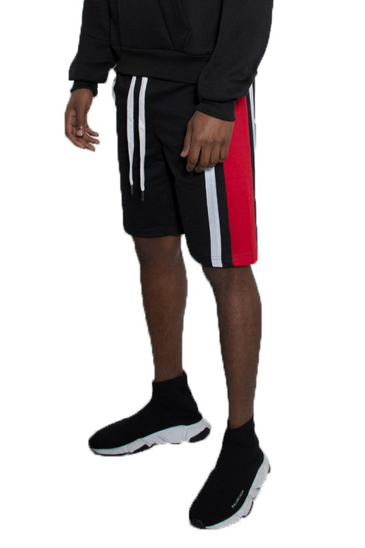 Men's Color Block Stripe Sweat Shorts - 5 Color Options - Up To 3XL