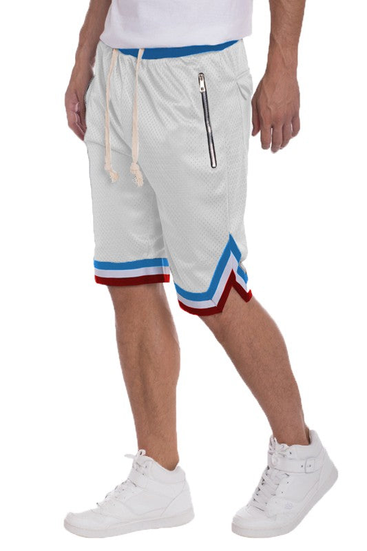 STRIPED BAND SOLID BASKETBALL SHORTS - 7 Color Options - Up To 3XL