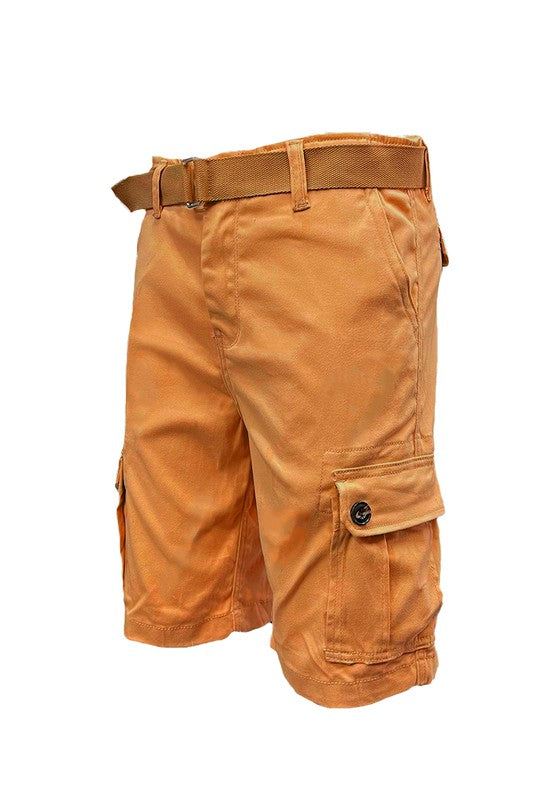 Men's Belted Cargo Shorts with Belt - 8 Color Options - Up To 40"