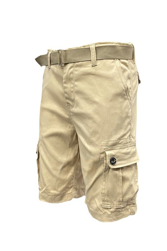 Men's Belted Cargo Shorts with Belt - 8 Color Options - Up To 40"