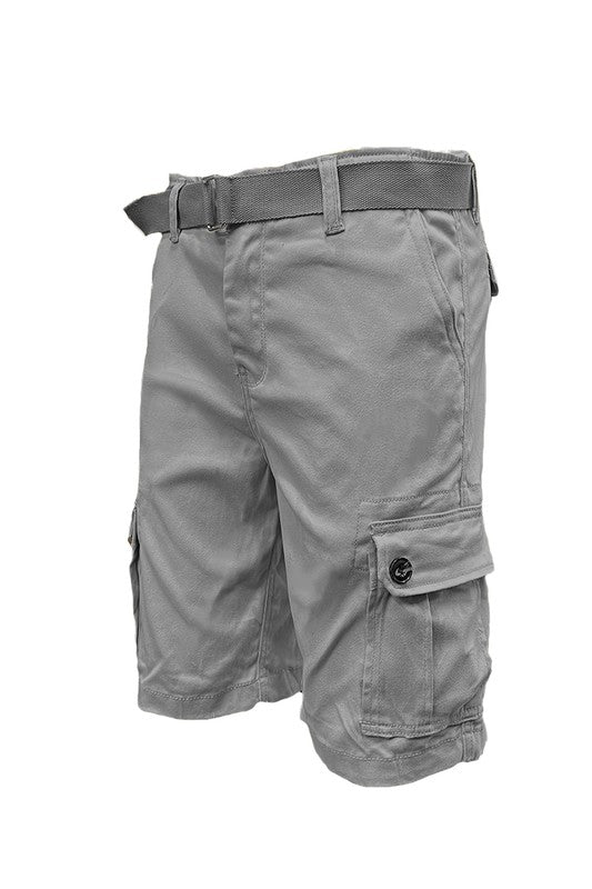 Men's Belted Cargo Shorts with Belt - 8 Color Options - Up To 40"