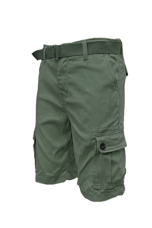 Men's Belted Cargo Shorts with Belt - 8 Color Options - Up To 40"