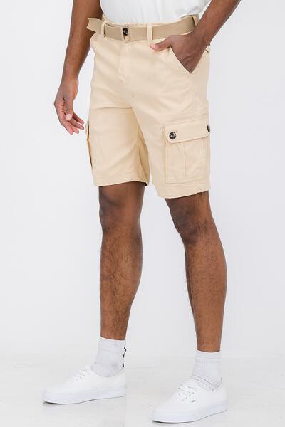 Men's Belted Cargo Shorts with Belt - 8 Color Options - Up To 40"