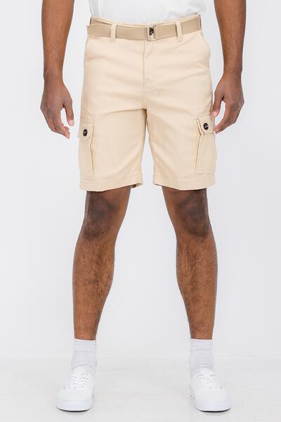 Men's Belted Cargo Shorts with Belt - 8 Color Options - Up To 40"