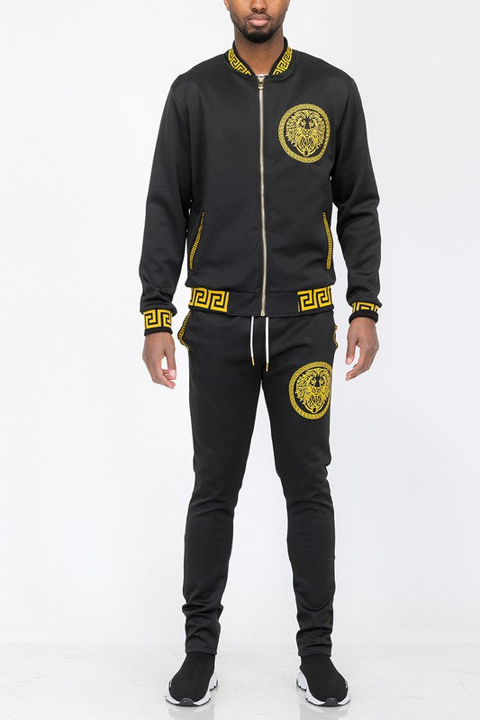 Men's Black and Gold Detail Track Suit - 4 Color Options Up To 3XL