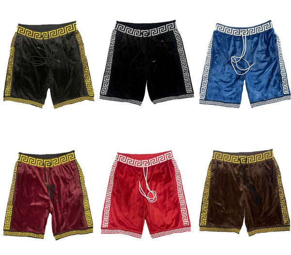 Status Print Velour Shorts Velvet Suede Shorts - 6 Color Options - Up To 3XL