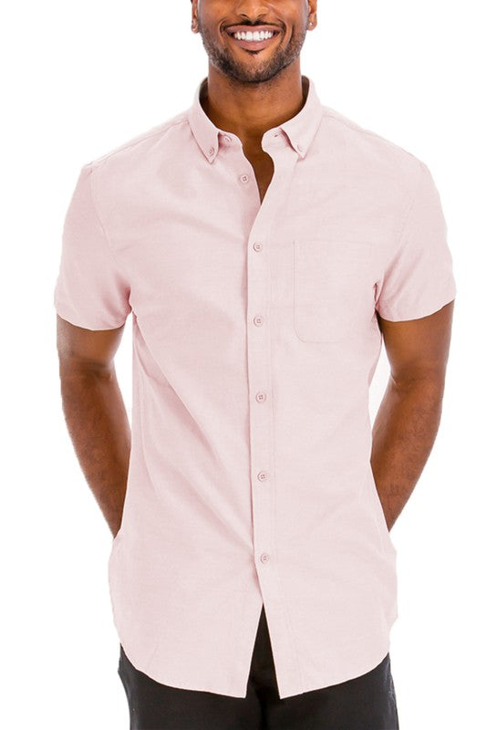 Men's Casual Short Sleeve Solid Shirts - 11 Color Options - Up To 3XL