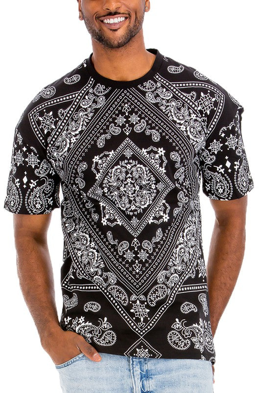 Men's Bandana Print T-Shirt - 8 Color Options - Up To 3XL