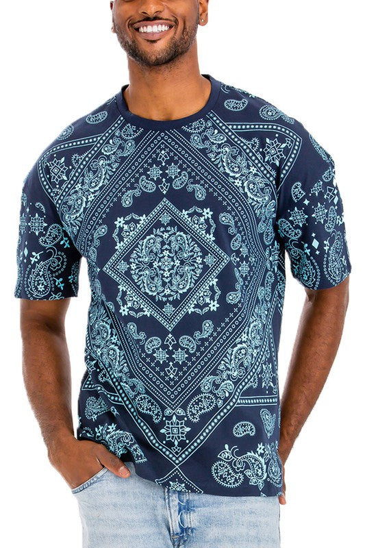 Men's Bandana Print T-Shirt - 8 Color Options - Up To 3XL