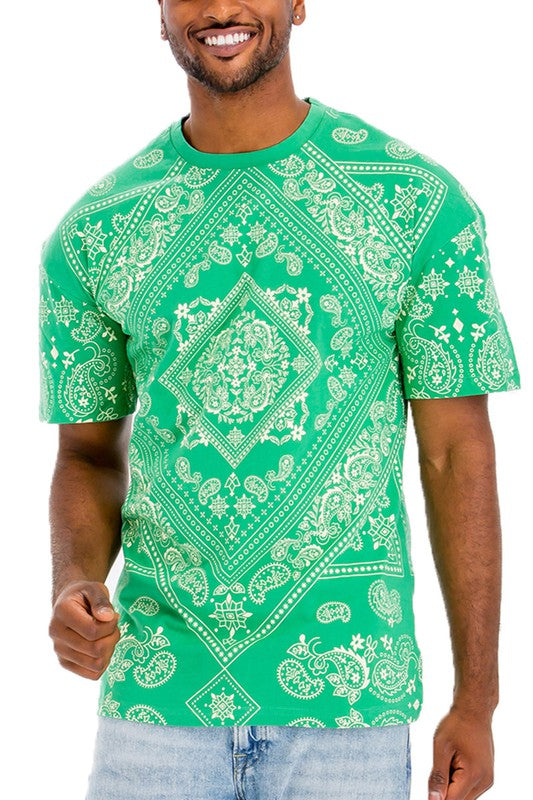 Men's Bandana Print T-Shirt - 8 Color Options - Up To 3XL