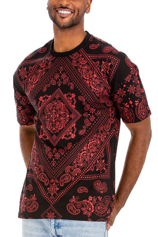 Men's Bandana Print T-Shirt - 8 Color Options - Up To 3XL