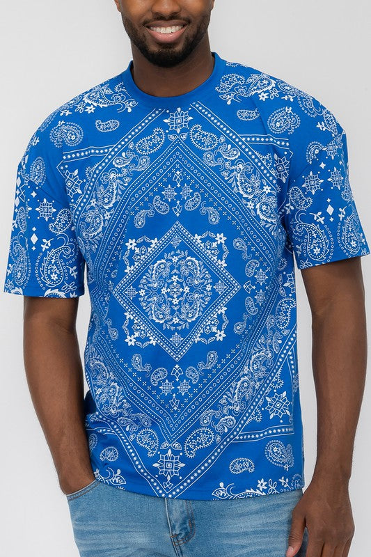 Men's Bandana Print T-Shirt - 8 Color Options - Up To 3XL