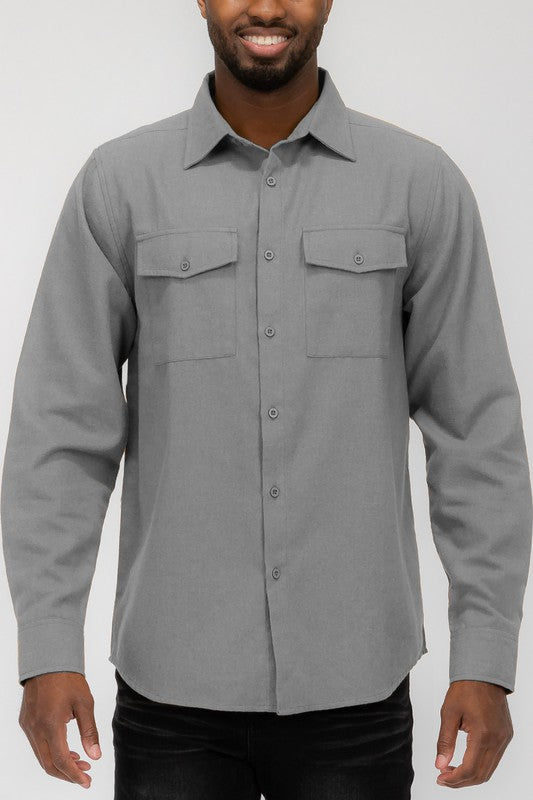 Mens Solid Flannel Shirt - 8 Color Options Up To 3XL