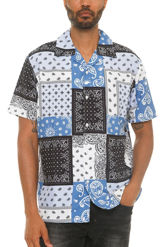 Men's Collared Print Button Down Shirt - Up To 3XL