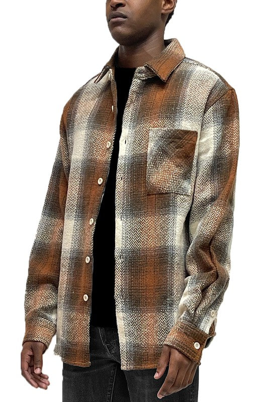 Mens Flannel Shirt Jacket "Shacket" - 4 Color Options - Up To 3XL