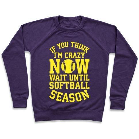 IF YOU THINK I'M CRAZY NOW WAIT UNTIL SOFTBALL SEASON CREWNECK SWEATSHIRT - 7 Colors - Up To 3XL