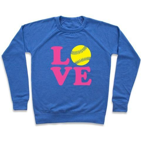 LOVE SOFTBALL CREWNECK SWEATSHIRT - 7 Colors - Up To 3XL