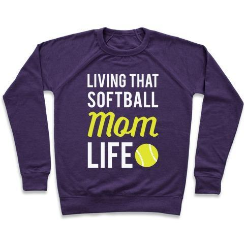 LIVING THAT SOFTBALL MOM LIFE CREWNECK SWEATSHIRT - 7 Colors - Up To 3XL