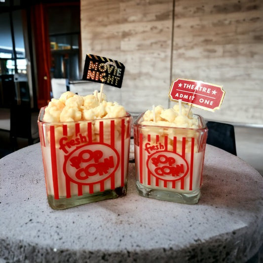 Popcorn theme scented soy wax candles - 2 Fragrance Options