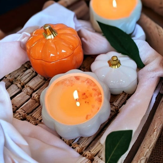 Pumpkin Soy Wax Candle - ORANGE - 18 Fragrance Options