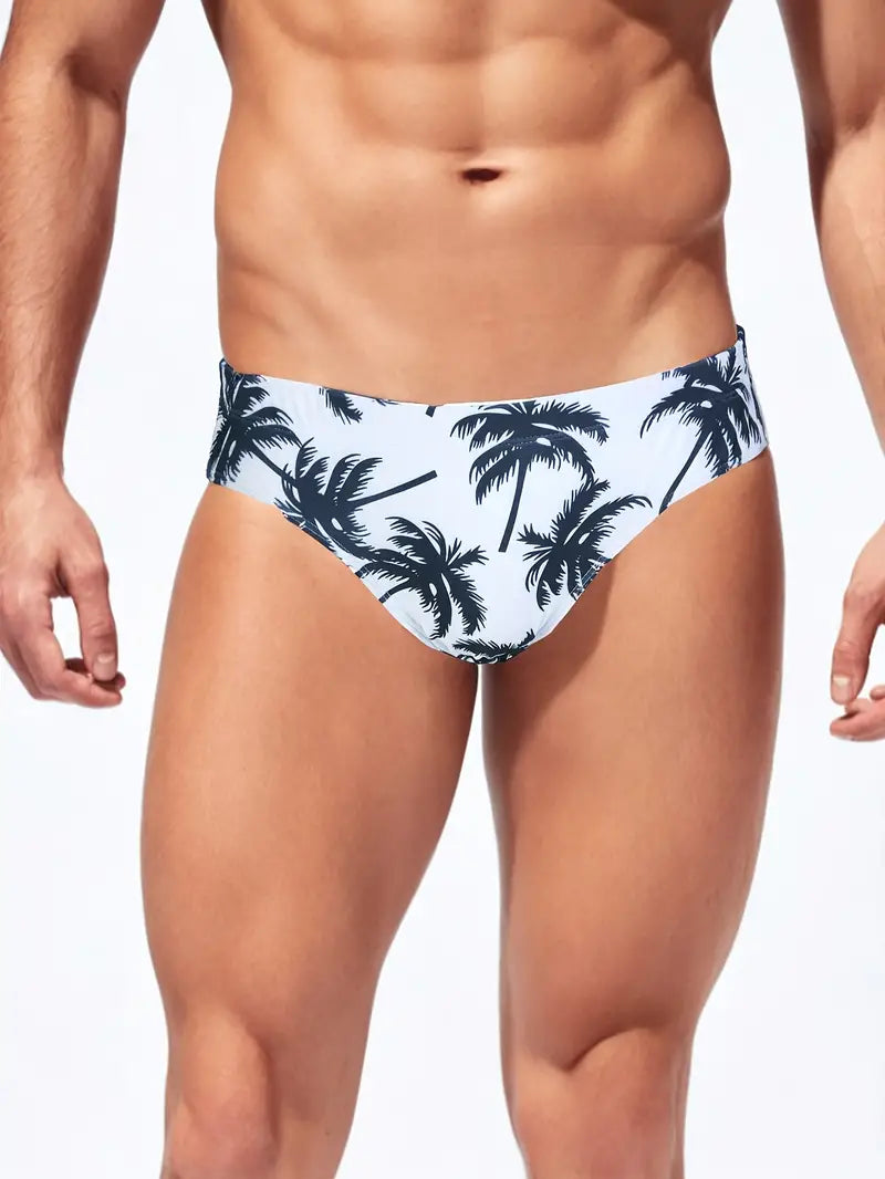 "Palms" Men's Swim Briefs - White/Black