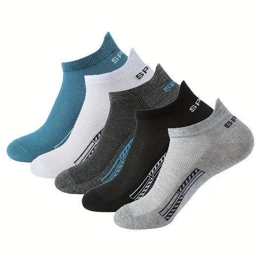 5 pairs Anti-odor Mesh Sweat-absorbing Breathable Sports Ankle Socks